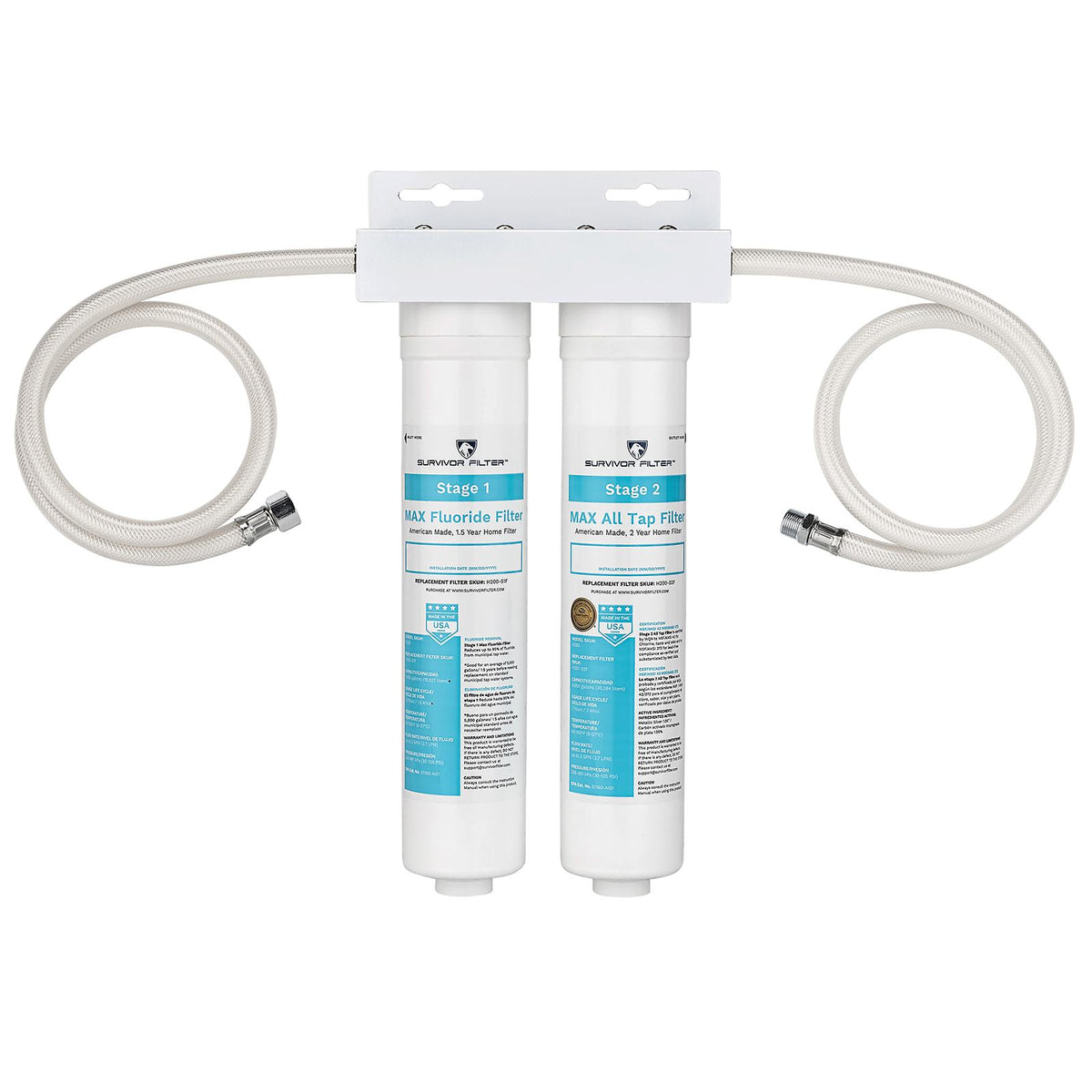 Survivor Filter Max, 2-Stage Fluoride and Chlorine In-Line Home Filter